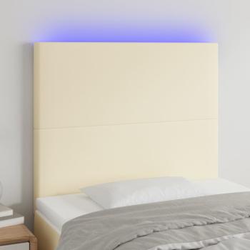 ARDEBO.de - LED Kopfteil Creme 100x5x118/128 cm Kunstleder