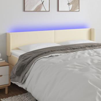ARDEBO.de - LED Kopfteil Creme 203x16x78/88 cm Kunstleder