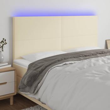 ARDEBO.de - LED Kopfteil Creme 200x5x118/128 cm Kunstleder