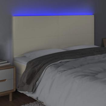 LED Kopfteil Creme 200x5x118/128 cm Kunstleder