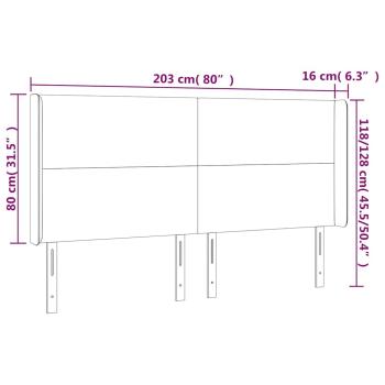 LED Kopfteil Creme 203x16x118/128 cm Kunstleder