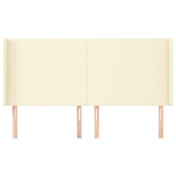 Kopfteil mit Ohren Creme 203x16x118/128 cm Kunstleder