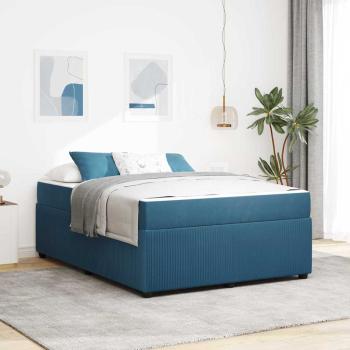 ARDEBO.de - Bettgestell mit Matratze mit Matratze Blau 160 x 200 cm Samt