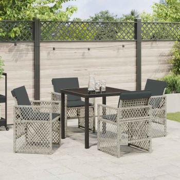 Garten Essgruppe 5 pcs Hellgrau Poly-Rattan