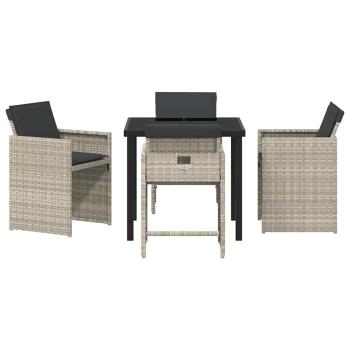 Garten Essgruppe 5 pcs Hellgrau Poly-Rattan