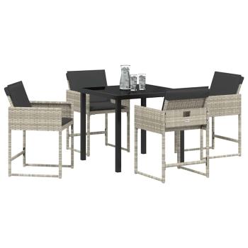 Garten Essgruppe 5 pcs Hellgrau Poly-Rattan