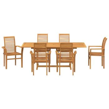 Garten Essgruppe 7 pcs Braun 200 x 100 x 75 cm Teak-Massivholz