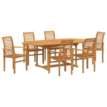 Garten Essgruppe 7 pcs Braun 200 x 100 x 75 cm Teak-Massivholz