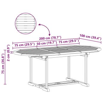 Garten Essgruppe 7 pcs Braun 200 x 100 x 75 cm Teak-Massivholz