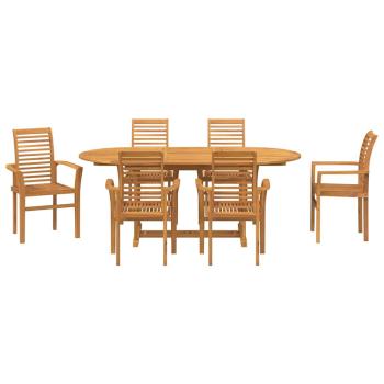 Garten Essgruppe 7 pcs Braun 200 x 100 x 75 cm Teak-Massivholz