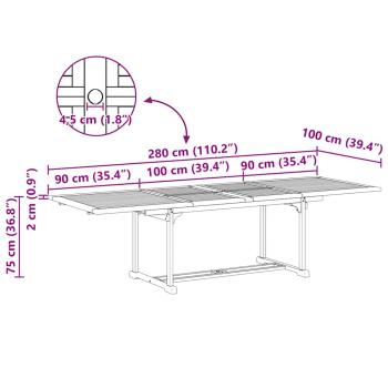 Garten Essgruppe 9 pcs Braun 280 x 100 x 75 cm Teak-Massivholz