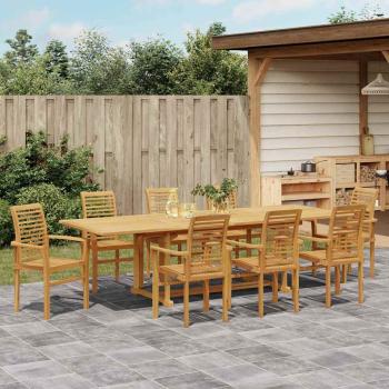 Garten Essgruppe 9 pcs Braun 280 x 100 x 75 cm Teak-Massivholz