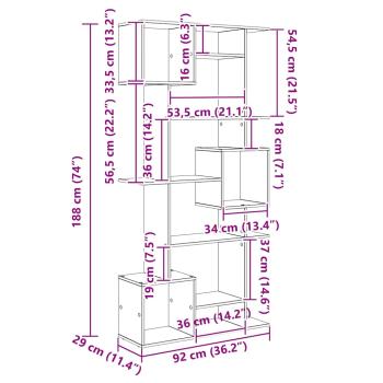 Bücherregal Schwarze Eiche 92 x 29 x 188 cm Holzwerkstoff