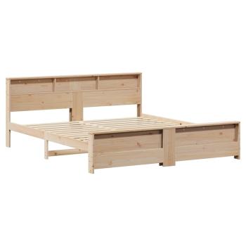 Bettgestell mit Kopfteil Braun 200 x 200 cm Massivholz Kiefer