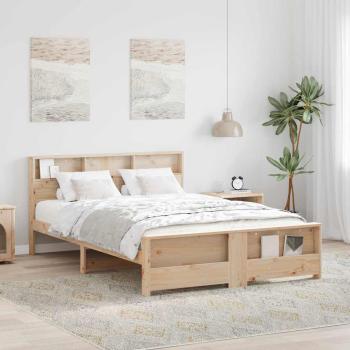 ARDEBO.de - Bettgestell mit Kopfteil Braun 150 x 200 cm Massivholz Kiefer