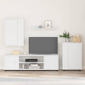 ARDEBO.de - 4-teilige TV-Schrank Set Wandmontiert 4 pcs Weiß Holzwerkstoff