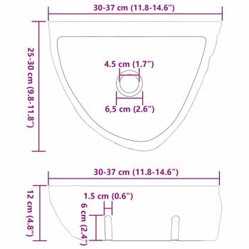 Wandhängendes Waschbecken Grau (30-37) x (25-30) x 12 cm