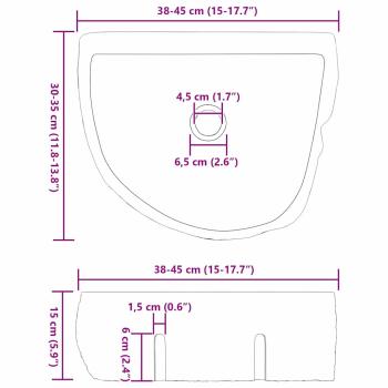 Wandhängendes Waschbecken Grau (38-45) x (30-35) x 15 cm