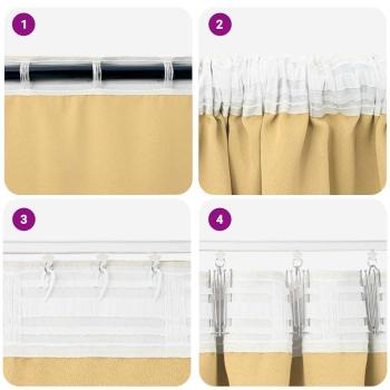 Vorhänge mit Vorhängen 2 pcs Beige Polyester