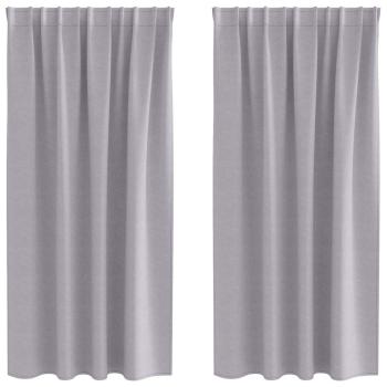Vorhänge mit Vorhängen 2 pcs Metallgrau Polyester