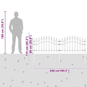 Gartenzaun Grau 115 cm Pulverbeschichteter Stahl