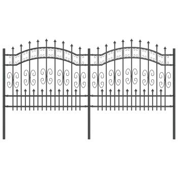 Gartenzaun Grau 140 cm Pulverbeschichteter Stahl