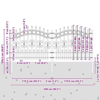 Gartenzaun Grau 140 cm Pulverbeschichteter Stahl