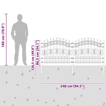 Gartenzaun Grau 140 cm Pulverbeschichteter Stahl