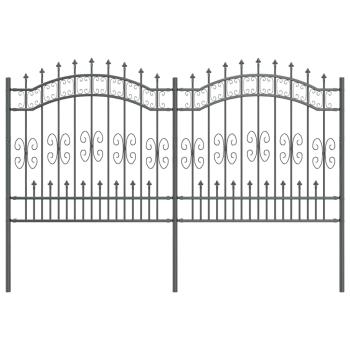 Gartenzaun Grau 165 cm Pulverbeschichteter Stahl
