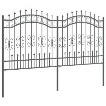 Gartenzaun Grau 165 cm Pulverbeschichteter Stahl