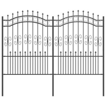 Gartenzaun Grau 190 cm Pulverbeschichteter Stahl