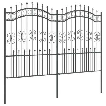 Gartenzaun Grau 190 cm Pulverbeschichteter Stahl