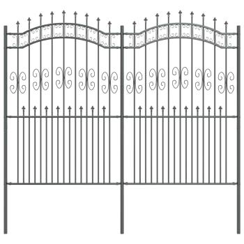 Gartenzaun Grau 215 cm Pulverbeschichteter Stahl