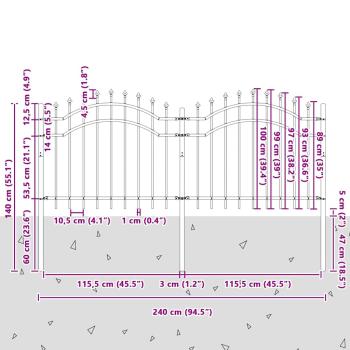 Gartenzaun WOERDEN 240 x 140 cm Pulverbeschichteter Stahl Weiß