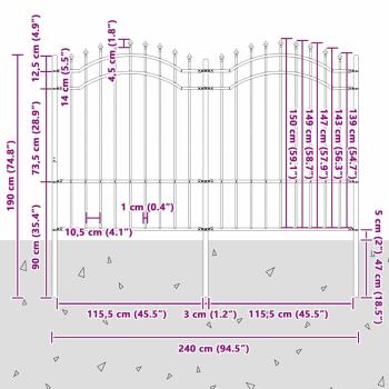 Gartenzaun Weiß 190 cm Pulverbeschichteter Stahl