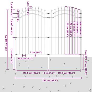 Gartenzaun Weiß 215 cm Pulverbeschichteter Stahl