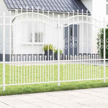ARDEBO.de - Gartenzaun Weiß 190 cm Pulverbeschichteter Stahl