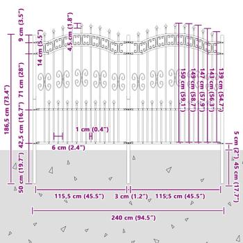 Gartenzaun Weiß 190 cm Pulverbeschichteter Stahl