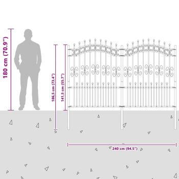 Gartenzaun Weiß 190 cm Pulverbeschichteter Stahl