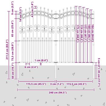 Gartenzaun Weiß 215 cm Pulverbeschichteter Stahl