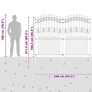 Gartenzaun Weiß 215 cm Pulverbeschichteter Stahl