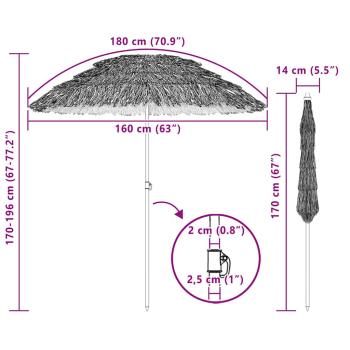 Strandparasol Braun Ø 160 x 196 cm Stahl