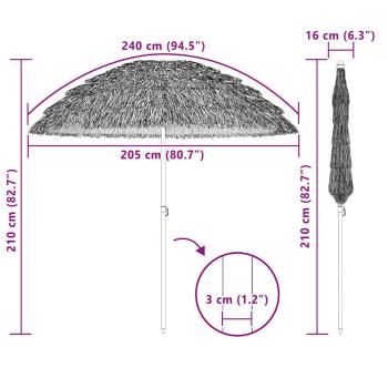 Strandparasol Braun Ø 206 x 209.5 cm Stahl