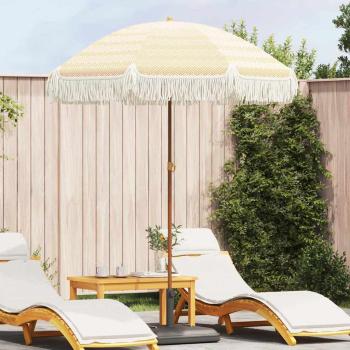 ARDEBO.de - Sonnenschirm Gelb und Weiß Ø 160 x 195 cm Stahl