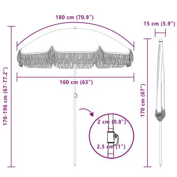 Sonnenschirm Grau und Weiß Ø 160 x 195 cm Stahl