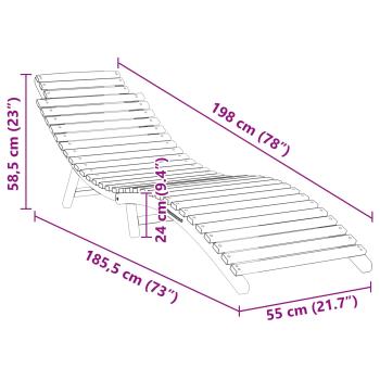 Sonnenliege Braun 184 x 55 x 59 cm Massives Teakholz