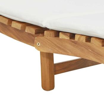 Sonnenliege Cremeweiß 188 x 55 x 59 cm Teak-Massivholz
