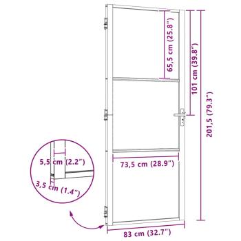 Innentür Schwarz 83 x 201.5 cm Gehärtetes Glas, Aluminium
