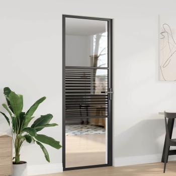 ARDEBO.de - Innentür Schwarz 76 x 201.5 cm Gehärtetes Glas, Aluminium