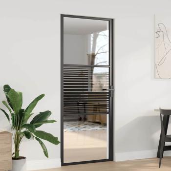 ARDEBO.de - Innentür Schwarz 83 x 201.5 cm Gehärtetes Glas, Aluminium